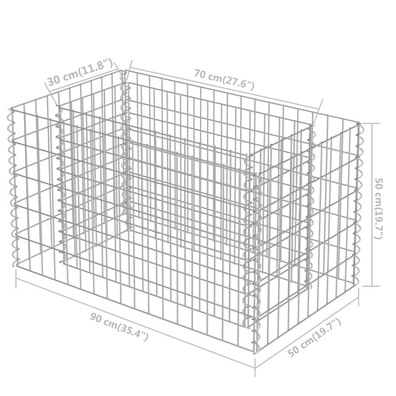 Gabion Raised Bed Galvanised Steel 90x50x50 cm Payday Deals