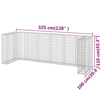 Gabion Wall for Garbage Bins Galvanised Steel 325x100x110 cm Payday Deals