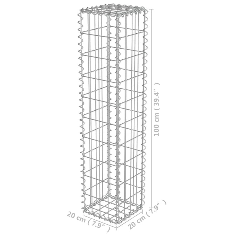 Gabion Wall with Covers Galvanised Steel 20x20x100 cm Payday Deals