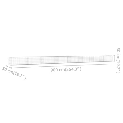 Gabion Wall with Covers Galvanised Steel 900x50x50 cm Payday Deals