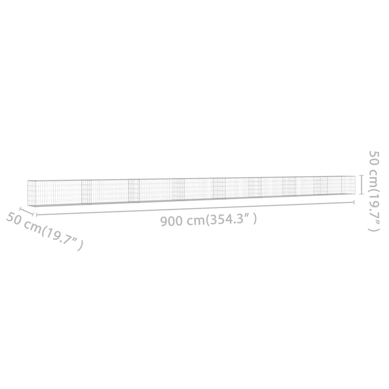 Gabion Wall with Covers Galvanised Steel 900x50x50 cm Payday Deals