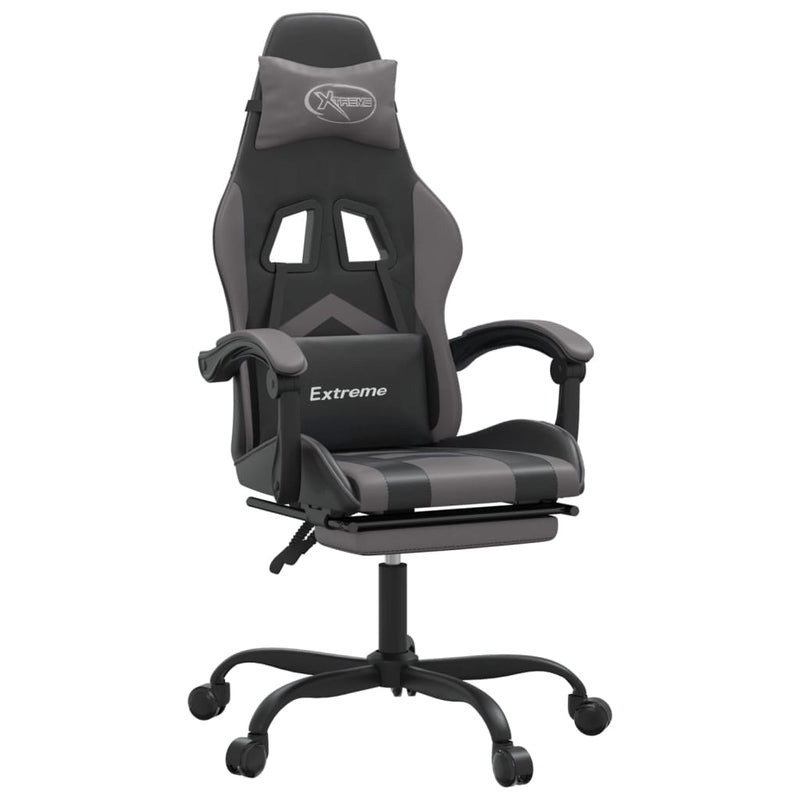 Gaming Chair with Footrest Black and Grey Faux Leather Payday Deals