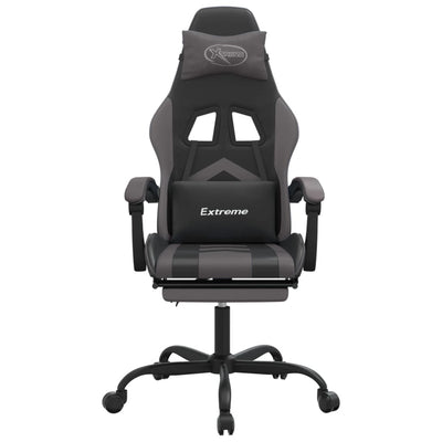 Gaming Chair with Footrest Black and Grey Faux Leather Payday Deals