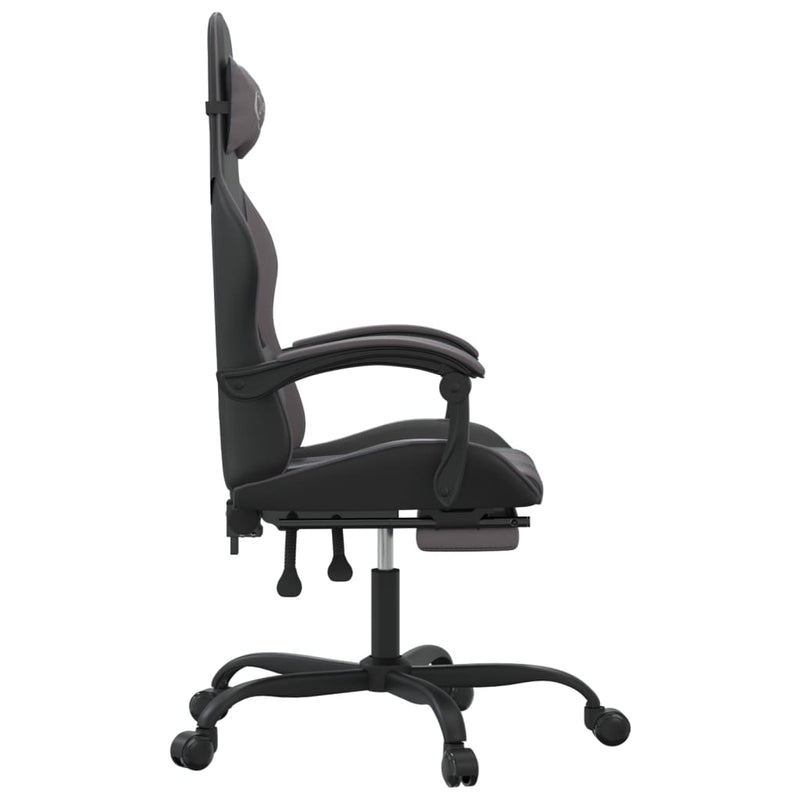 Gaming Chair with Footrest Black and Grey Faux Leather Payday Deals