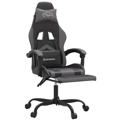 Gaming Chair with Footrest Black and Grey Faux Leather Payday Deals