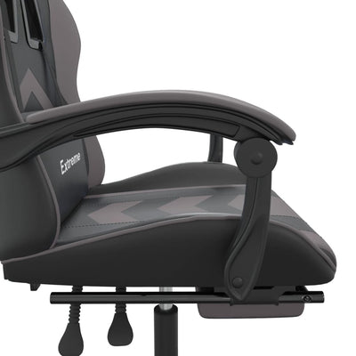 Gaming Chair with Footrest Black and Grey Faux Leather Payday Deals