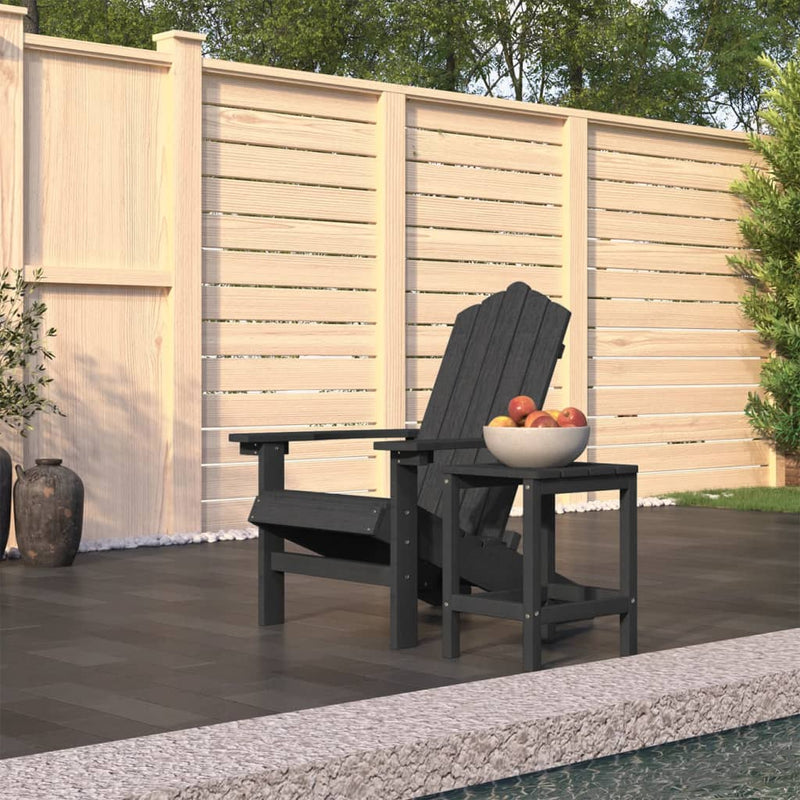 Garden Adirondack Chair with Table HDPE Anthracite Payday Deals