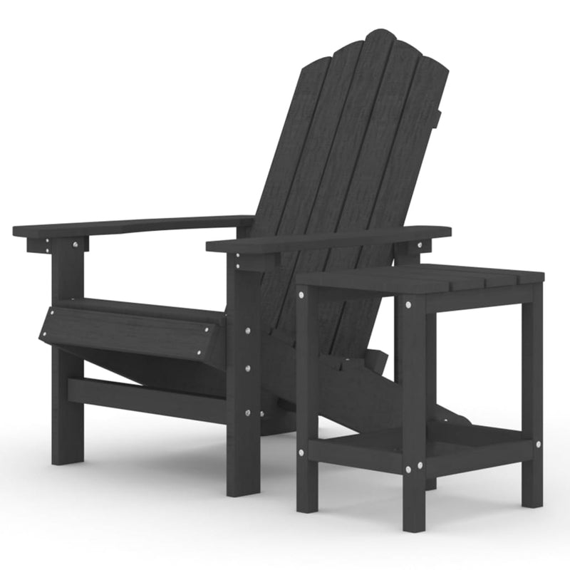 Garden Adirondack Chair with Table HDPE Anthracite Payday Deals