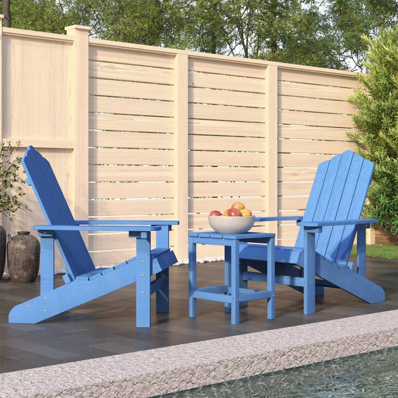 Garden Adirondack Chairs with Table HDPE Aqua Blue Payday Deals