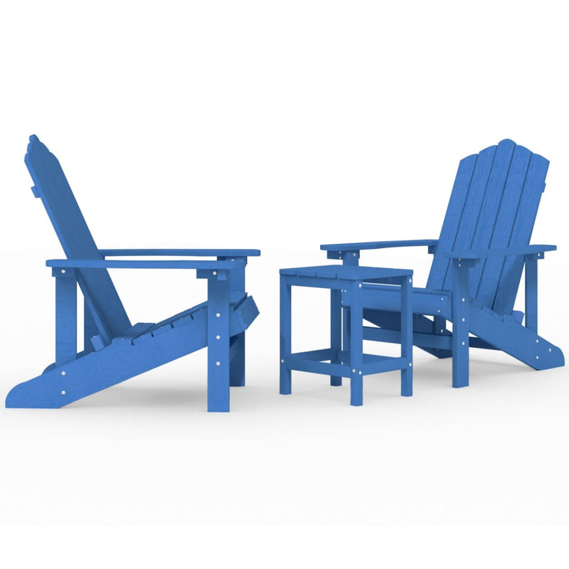 Garden Adirondack Chairs with Table HDPE Aqua Blue Payday Deals
