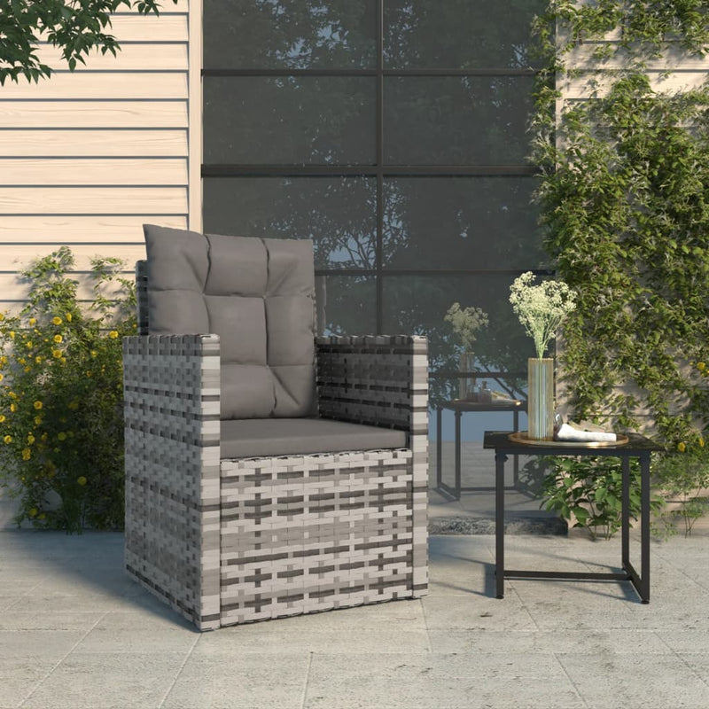Garden Armchair with Cushions Grey Poly Rattan Payday Deals