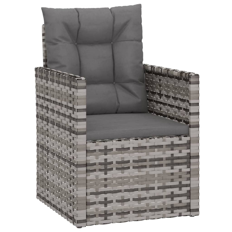 Garden Armchair with Cushions Grey Poly Rattan Payday Deals