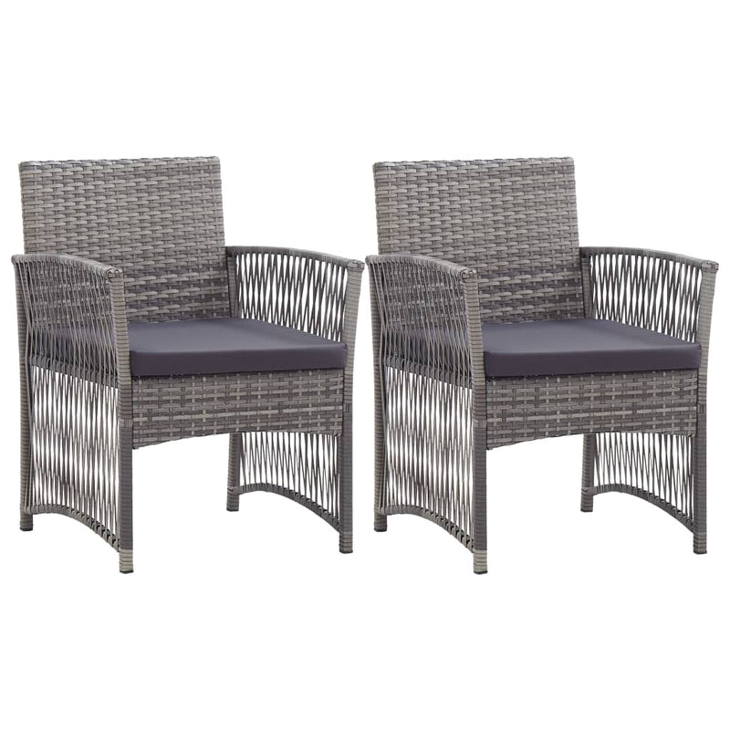 Garden Armchairs with Cushions 2 pcs Grey Poly Rattan Payday Deals