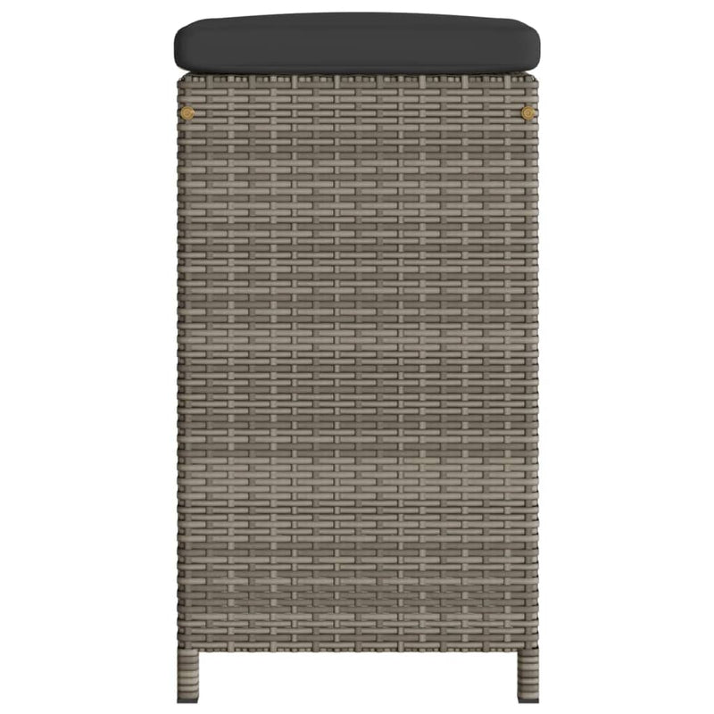 Garden Bar Stools with Cushions 2 pcs Grey Poly Rattan Payday Deals