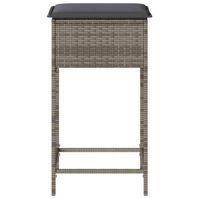 Garden Bar Stools with Cushions 2 pcs Grey Poly Rattan Payday Deals