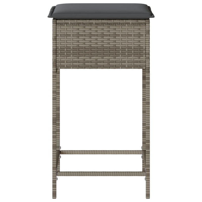 Garden Bar Stools with Cushions 2 pcs Grey Poly Rattan Payday Deals