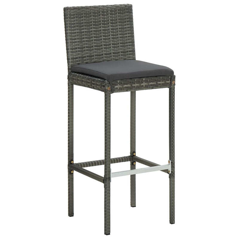 Garden Bar Stools with Cushions 4 pcs Grey Poly Rattan Payday Deals