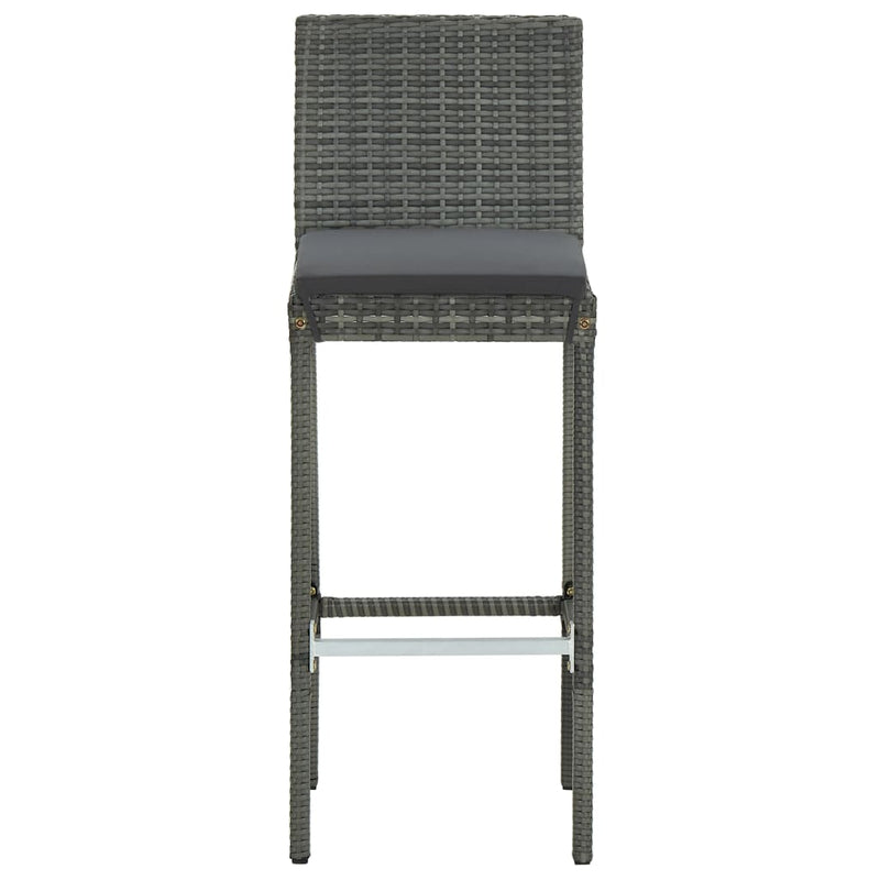 Garden Bar Stools with Cushions 4 pcs Grey Poly Rattan Payday Deals