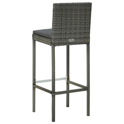 Garden Bar Stools with Cushions 4 pcs Grey Poly Rattan Payday Deals