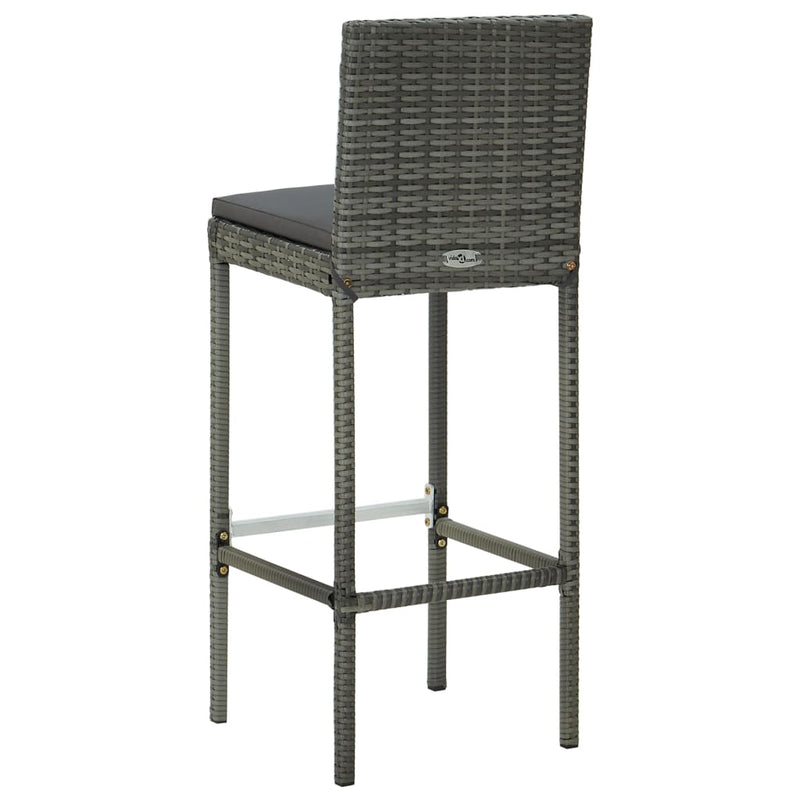 Garden Bar Stools with Cushions 4 pcs Grey Poly Rattan Payday Deals