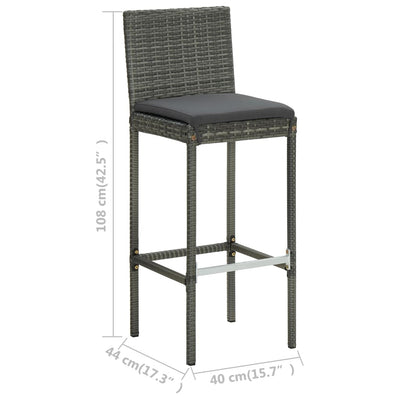 Garden Bar Stools with Cushions 4 pcs Grey Poly Rattan Payday Deals