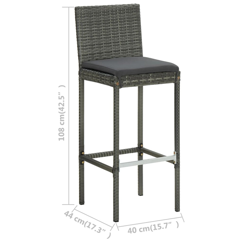 Garden Bar Stools with Cushions 4 pcs Grey Poly Rattan Payday Deals