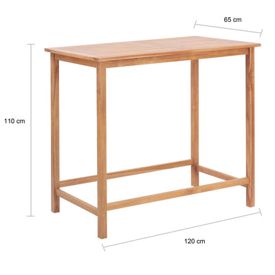 Garden Bar Table 120x65x110 cm Solid Teak Wood Payday Deals