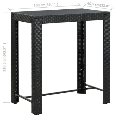 Garden Bar Table Black 100x60.5x110.5 cm Poly Rattan Payday Deals