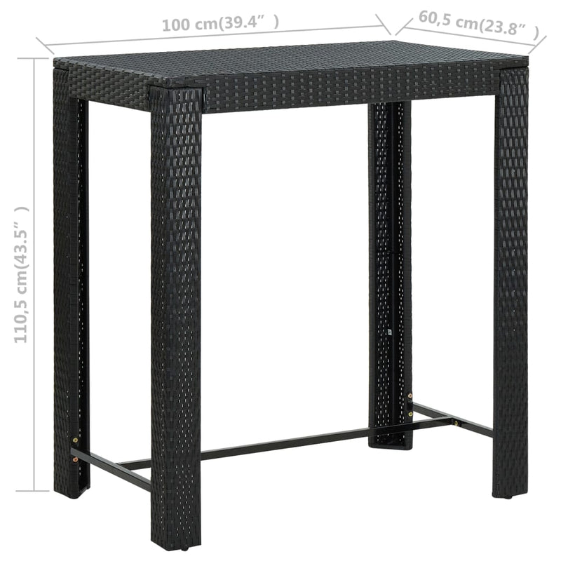 Garden Bar Table Black 100x60.5x110.5 cm Poly Rattan Payday Deals