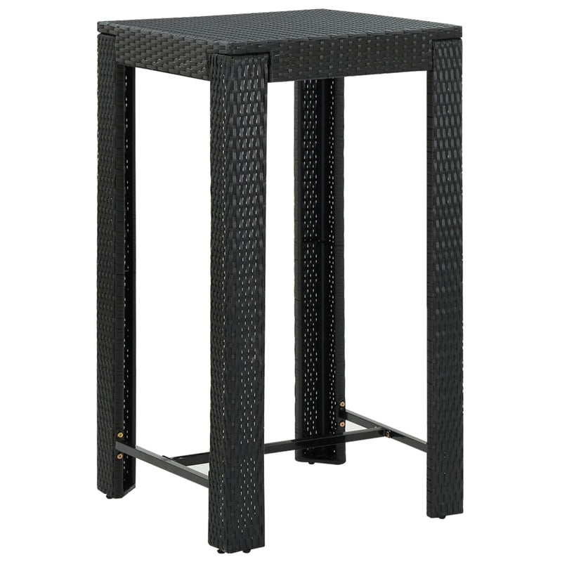Garden Bar Table Black 60.5x60.5x110.5 cm Poly Rattan Payday Deals