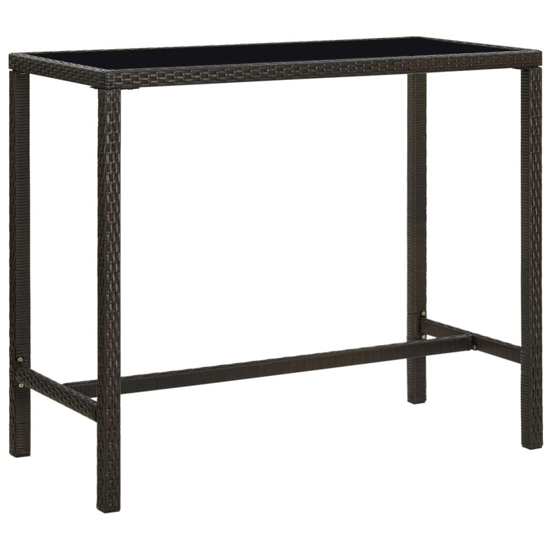 Garden Bar Table Brown 130x60x110 cm Poly Rattan and Glass Payday Deals