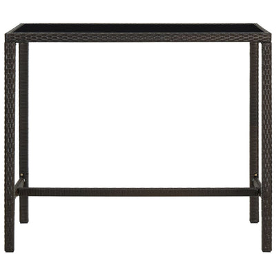 Garden Bar Table Brown 130x60x110 cm Poly Rattan and Glass Payday Deals