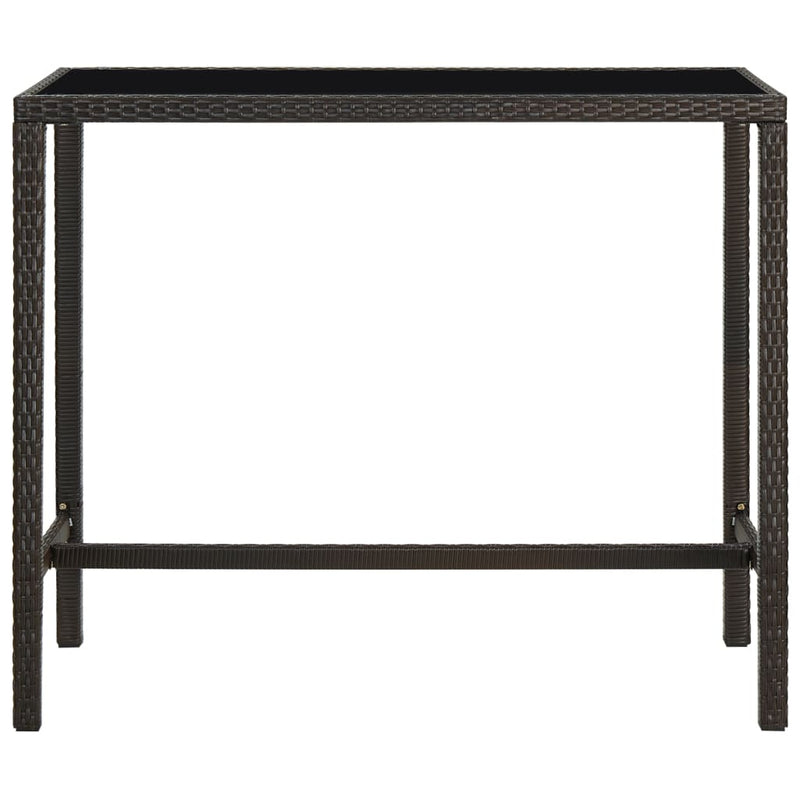 Garden Bar Table Brown 130x60x110 cm Poly Rattan and Glass Payday Deals