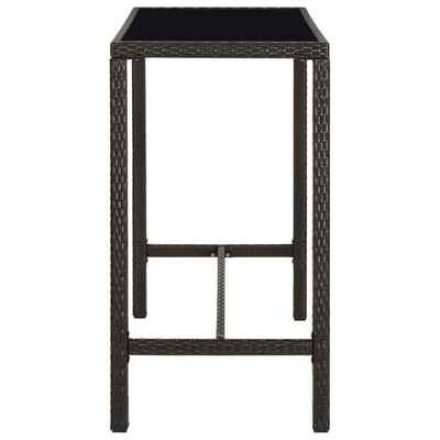 Garden Bar Table Brown 130x60x110 cm Poly Rattan and Glass Payday Deals