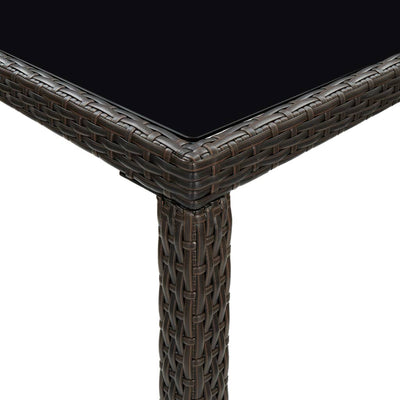 Garden Bar Table Brown 130x60x110 cm Poly Rattan and Glass Payday Deals