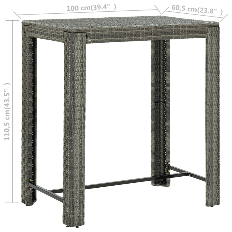 Garden Bar Table Grey 100x60.5x110.5 cm Poly Rattan Payday Deals
