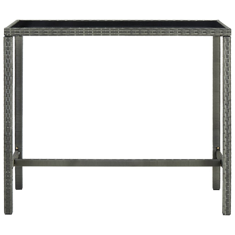Garden Bar Table Grey 130x60x110 cm Poly Rattan and Glass Payday Deals