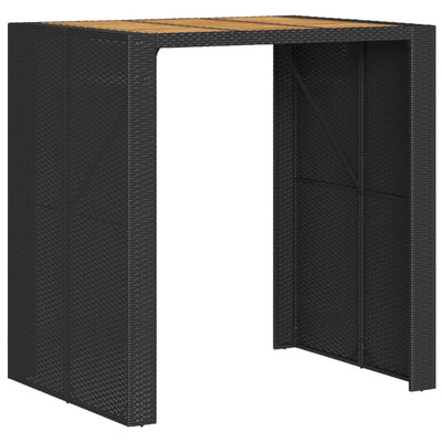 Garden Bar Table with Acacia Wood Top Black 105x80x110 cm Poly Rattan Payday Deals