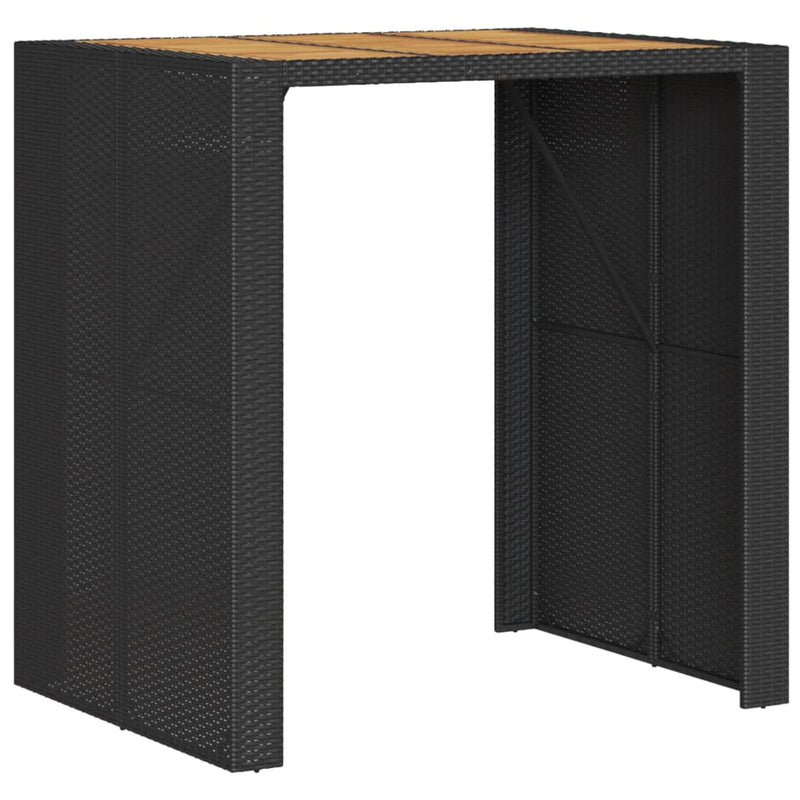 Garden Bar Table with Acacia Wood Top Black 105x80x110 cm Poly Rattan Payday Deals