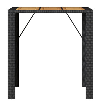 Garden Bar Table with Acacia Wood Top Black 105x80x110 cm Poly Rattan Payday Deals