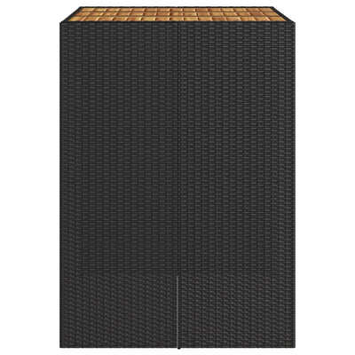 Garden Bar Table with Acacia Wood Top Black 105x80x110 cm Poly Rattan Payday Deals