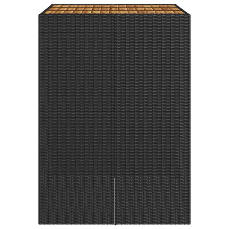 Garden Bar Table with Acacia Wood Top Black 105x80x110 cm Poly Rattan Payday Deals