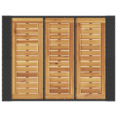 Garden Bar Table with Acacia Wood Top Black 105x80x110 cm Poly Rattan Payday Deals