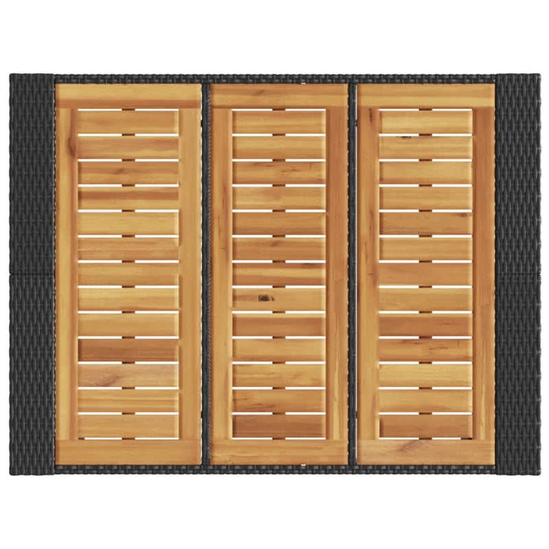Garden Bar Table with Acacia Wood Top Black 105x80x110 cm Poly Rattan Payday Deals