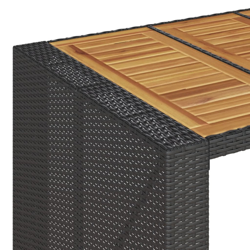 Garden Bar Table with Acacia Wood Top Black 105x80x110 cm Poly Rattan Payday Deals