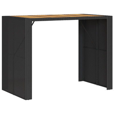 Garden Bar Table with Acacia Wood Top Black 145x80x110 cm Poly Rattan Payday Deals