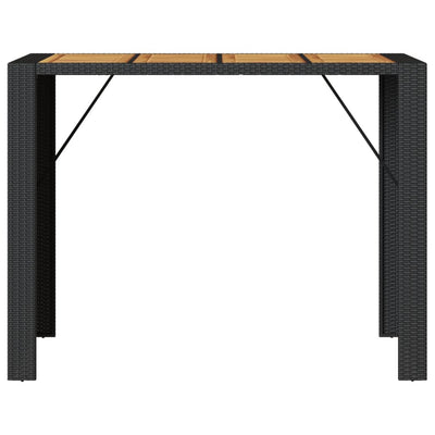 Garden Bar Table with Acacia Wood Top Black 145x80x110 cm Poly Rattan Payday Deals