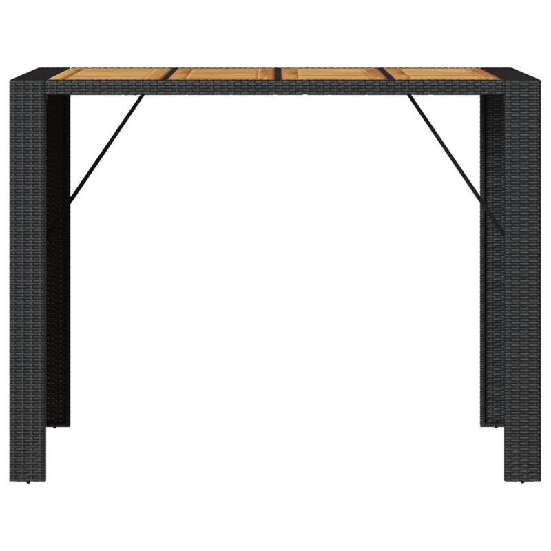 Garden Bar Table with Acacia Wood Top Black 145x80x110 cm Poly Rattan Payday Deals