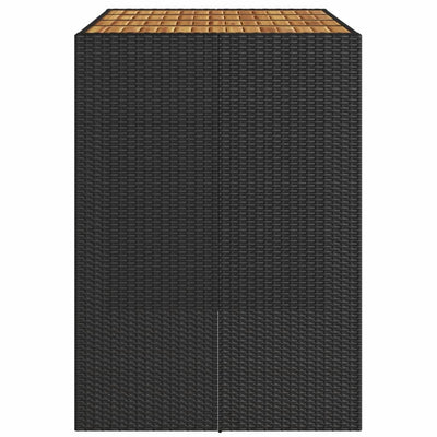 Garden Bar Table with Acacia Wood Top Black 145x80x110 cm Poly Rattan Payday Deals