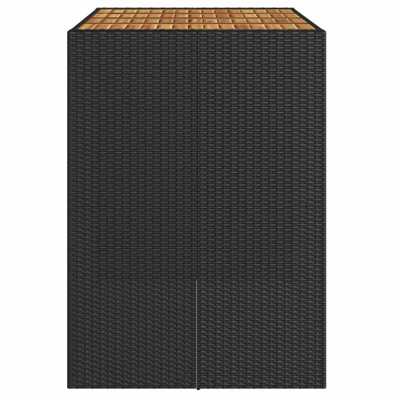 Garden Bar Table with Acacia Wood Top Black 145x80x110 cm Poly Rattan Payday Deals